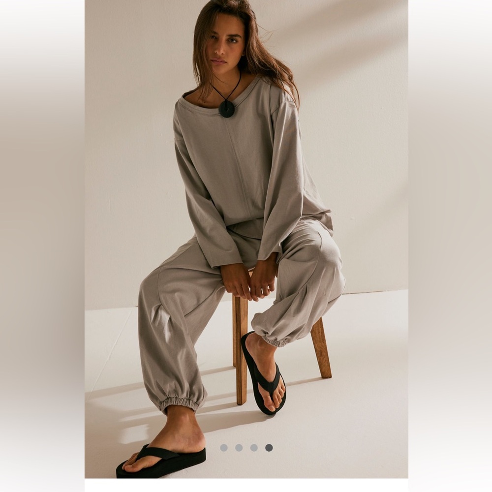 Free People Oversized Jogger Set in Light Taupe